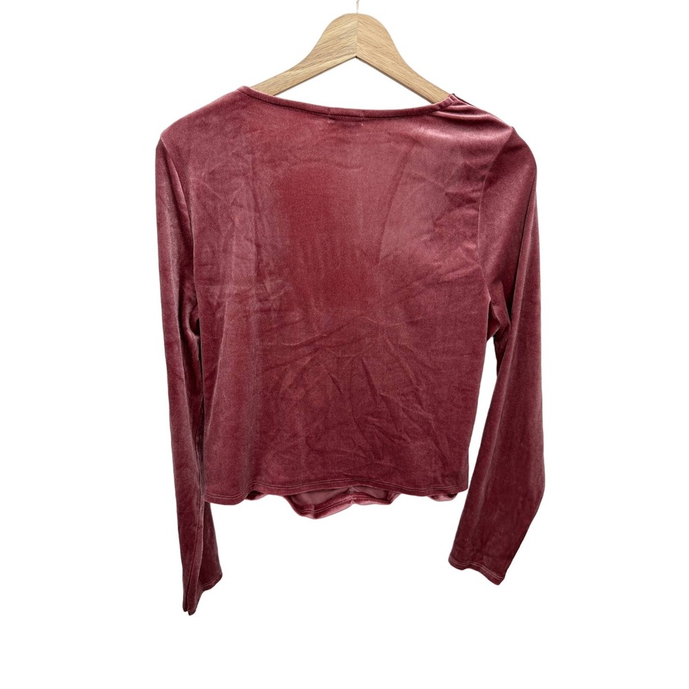 Love, Fire Womens Pink Velour Ruched Long Sleeve Top Whimsigoth Fairy NWT Sz XL - Picture 3 of 11